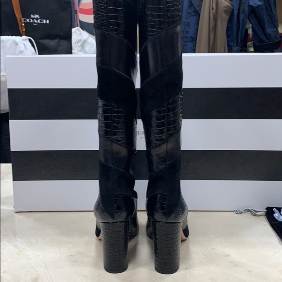 AQUAZZURA BOETTI BOOTS IN BLACK SUEDE/LEATHERS SLIP ON SIZE 8.5 - Picture 7 of 10